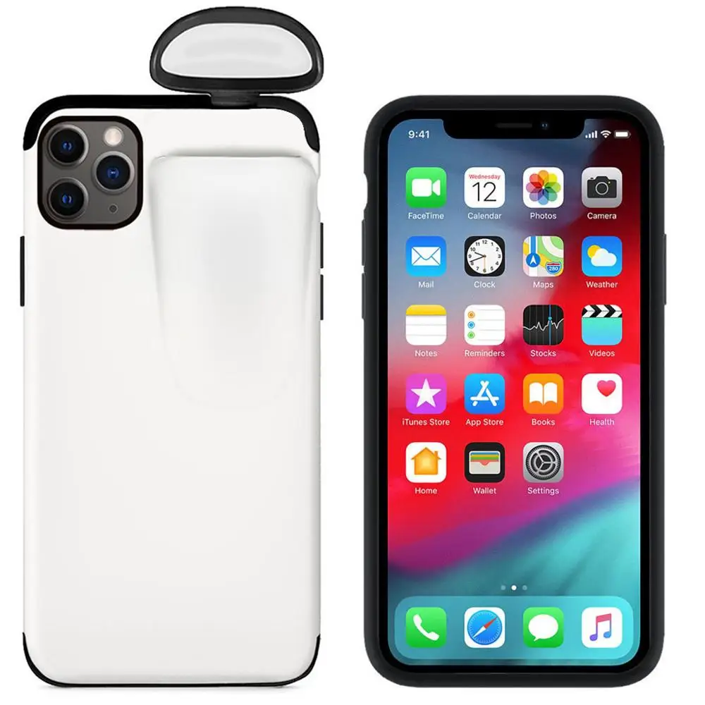 white Жидкий силиконовый чехол для телефона для IPhone 11/Pro/MAX/XR/XS/X для Air Pods 2 в 1 мягкий чехол для 7 Plus/8 Plus - Цвет: white