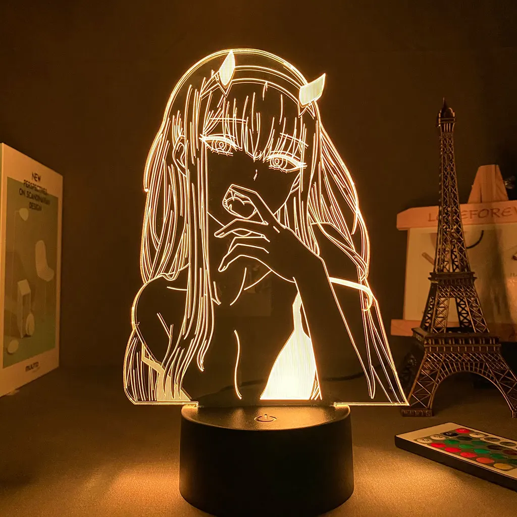 

3D ночник в стиле аниме Zero Two DARLING In The FRANXX, цветной сенсорный Usb-светильник с дистанционным управлением, новая необычная Светодиодная настольн...