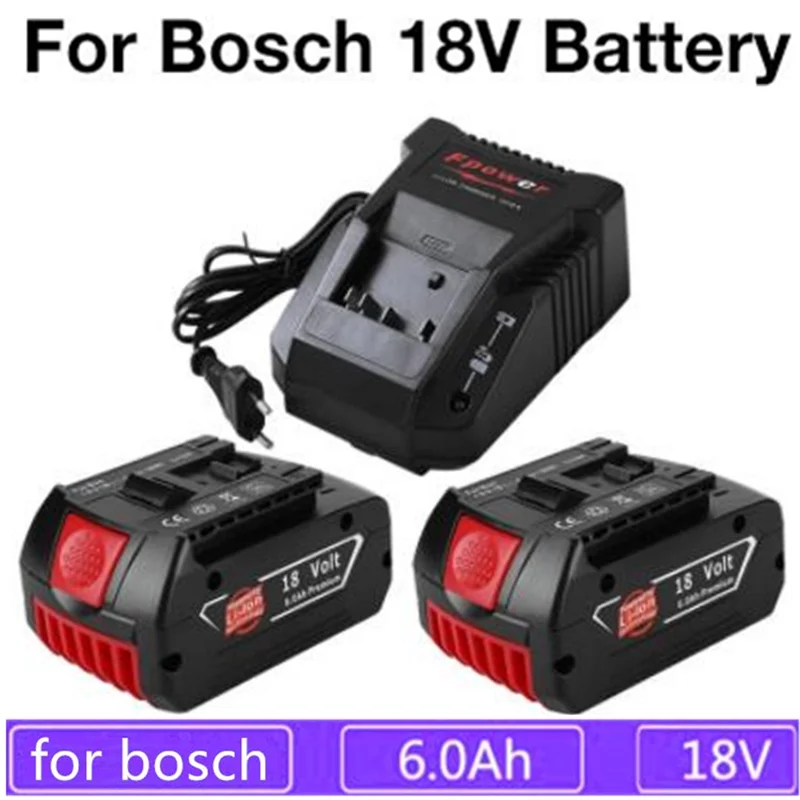 

Аккумулятор 18 в 6,0 Ач для электродрели Bosch, перезаряжаемая литий-ионная батарея BAT609, BAT609G, BAT618, BAT618G, BAT614 + 1, зарядное устройство
