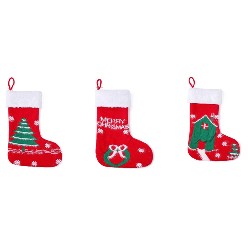 

Вязаные рождественские чулки из норковой шерсти, праздничные рандомные носки, конфетная сумка, сумка для подарка