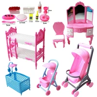 mix doll pretend play toy baby bed princess chair doll furniture cart for barbie accessories for kelly dollhouse fashion toy aa