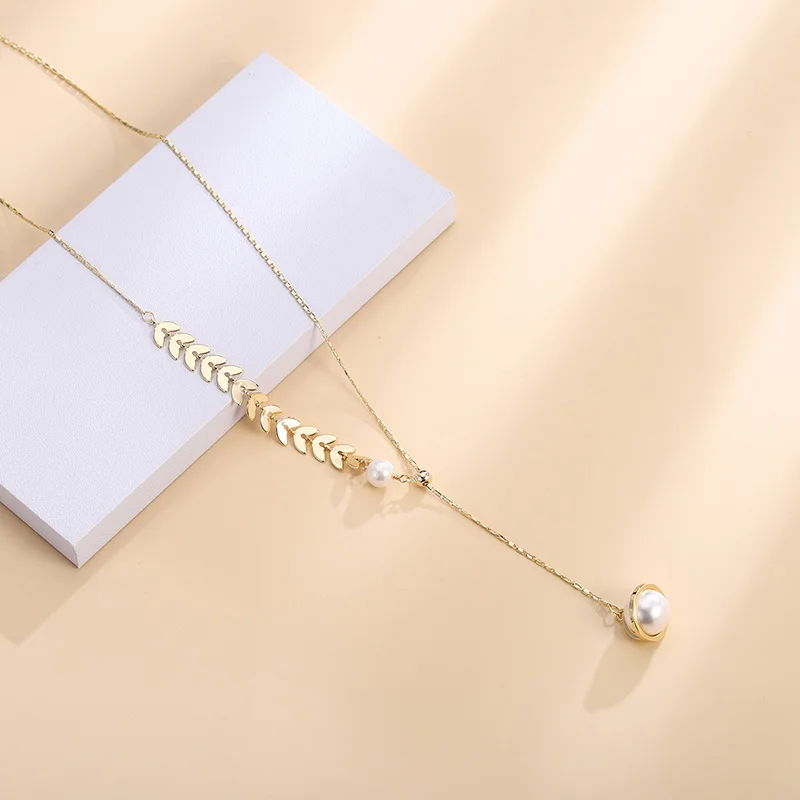

Dorado Trendy Charm Tassel Leaf Pearl Jewelry Necklace For Women Gold Color Minimalist Delicate Boho Jewelry Christmas Gift