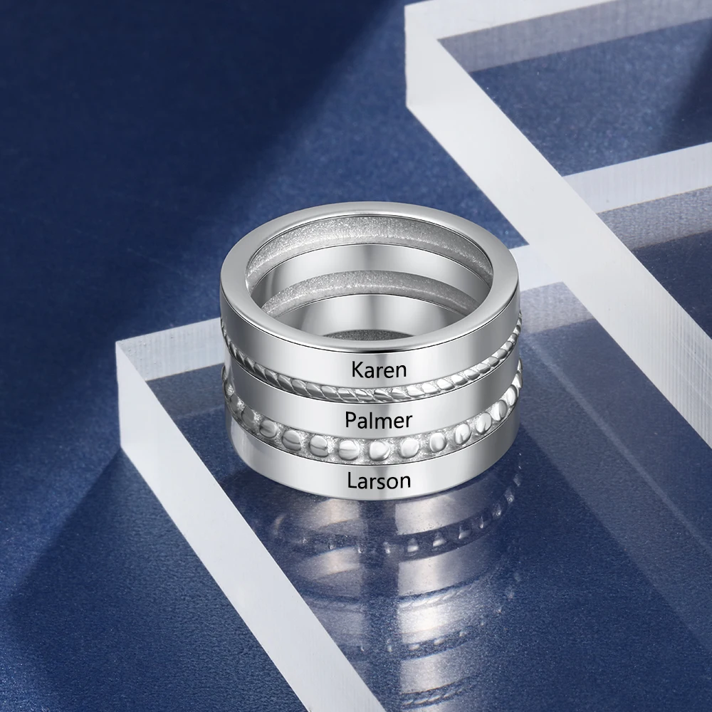 Индивидуальные гравированные штабелируемые большие кольца для мужчин мамы