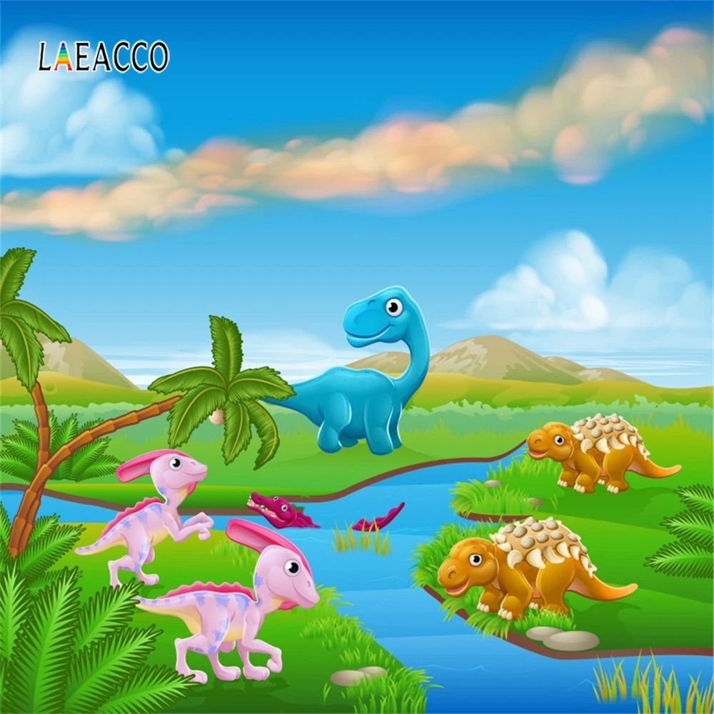 Laeacco Birthday Photo Backdrops Jungle Forest Dinosaur Animals Party Baby Shower Photography Backgrounds For Studio Props | Электроника