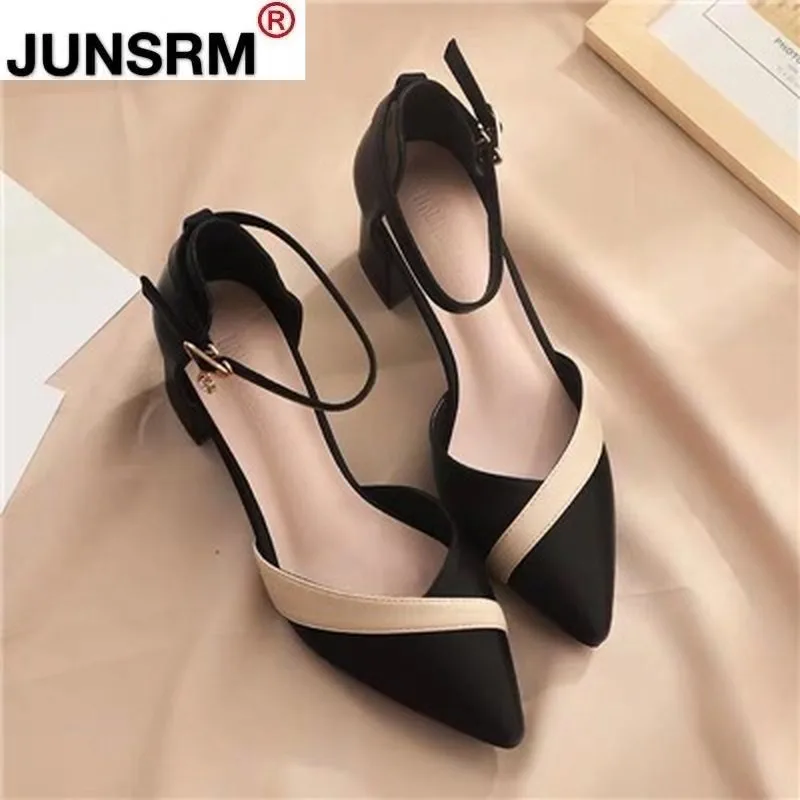 

Women Classic Beige Square Heel Shoes for Party Ladies Classic Black Pu Leather Night Club Pumps