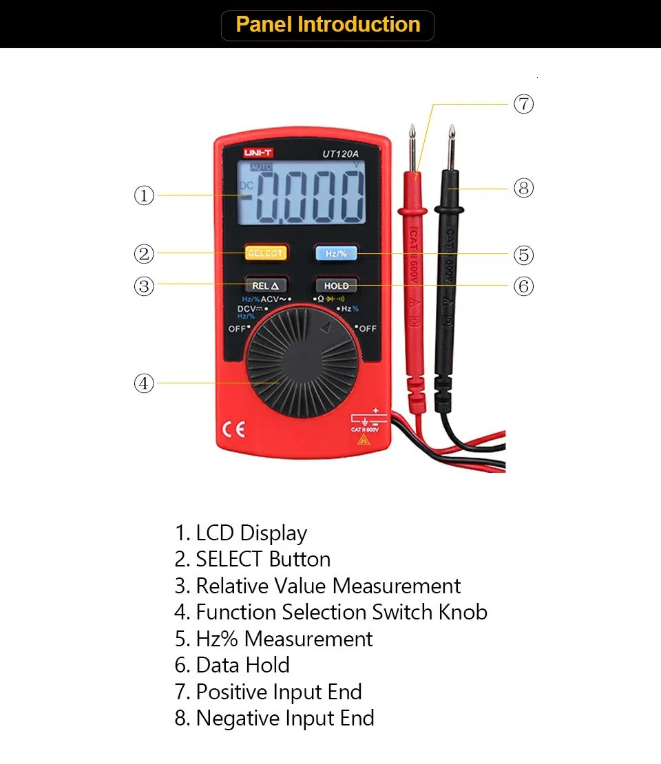 Ручной цифровой мультиметр UNI-T UT120A UT120B UT120C мини мультиметр AC DC напряжение сопротивление частота тест er диод тест
