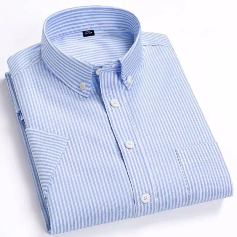 

Рубашка мужская из чистого хлопка, короткий рукав, Оксфорд, однотонная простая удобная модная сорочка, мужские классические рубашки, летняя...