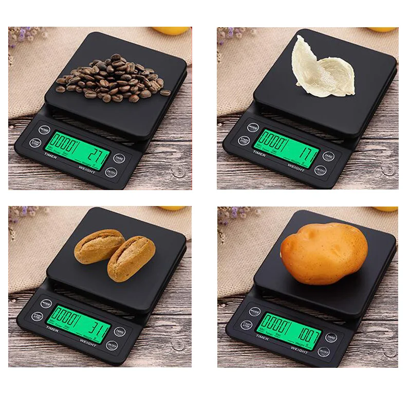 Цифровые весы мини электронные Кофе с таймер обратного отсчета бытовые 1кг 2кг 3кг