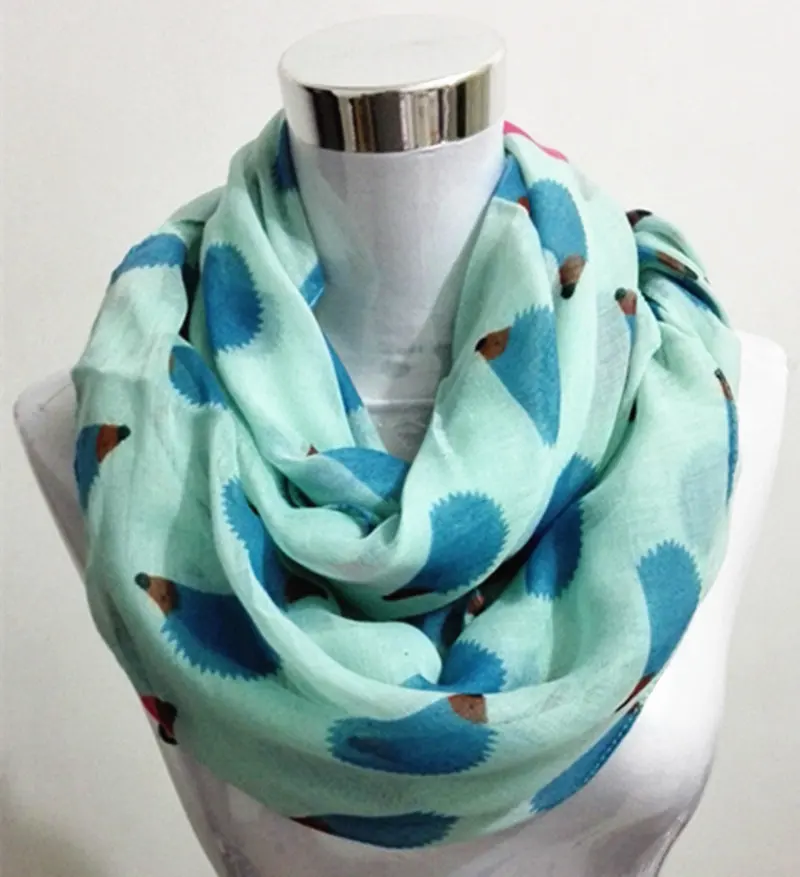 Circle scarf S Blue Новые женские модные вискоза, хлопок Ежик длинный шарф с рисунком модные шарфы с животными снуд кольцо шарф для женщин - Цвет: Circle scarf S Blue