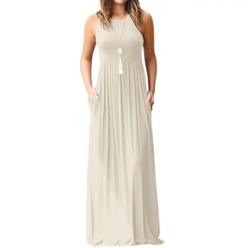 

2020 Long Dress Women Summer Floor Length Dress Female Bodycon Party Beach Dress Ladies Elegant Sleeveless Dresses for Women