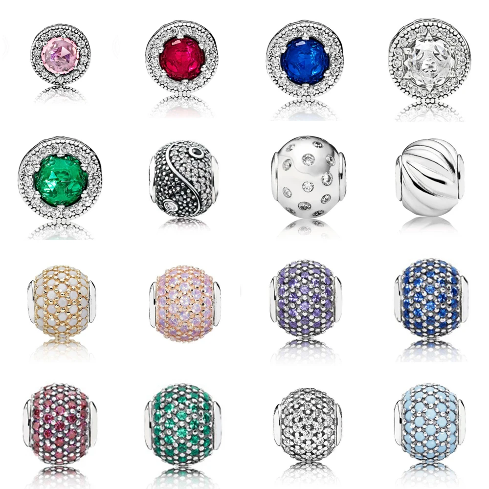 

NEW 2021 100% 925 Sterling Silver Pink Gem E series Women Fit DIY Original Bracelet Fshion Jewelry Gift