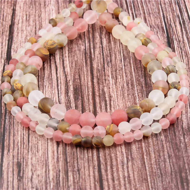 

NaturalFrosted Watermelon StoneBeads,RoundBeadsLooseBeadsForMakingJewelryDIYBraceletNecklace4/6/8/10/12/mm