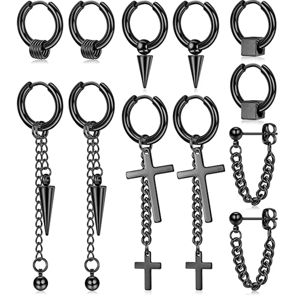 

2 шт. 316L нержавеющая сталь мужские и женские серьги-кольца подвеска на цепочке серьги панк готика Kpop серьги унисекс