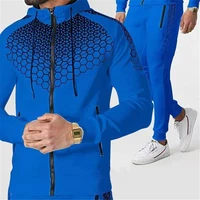 men gradient zip cardigan suit tracksuits spring autumn hoodie jogging trousers fitness casual clothing sportswear set plus size