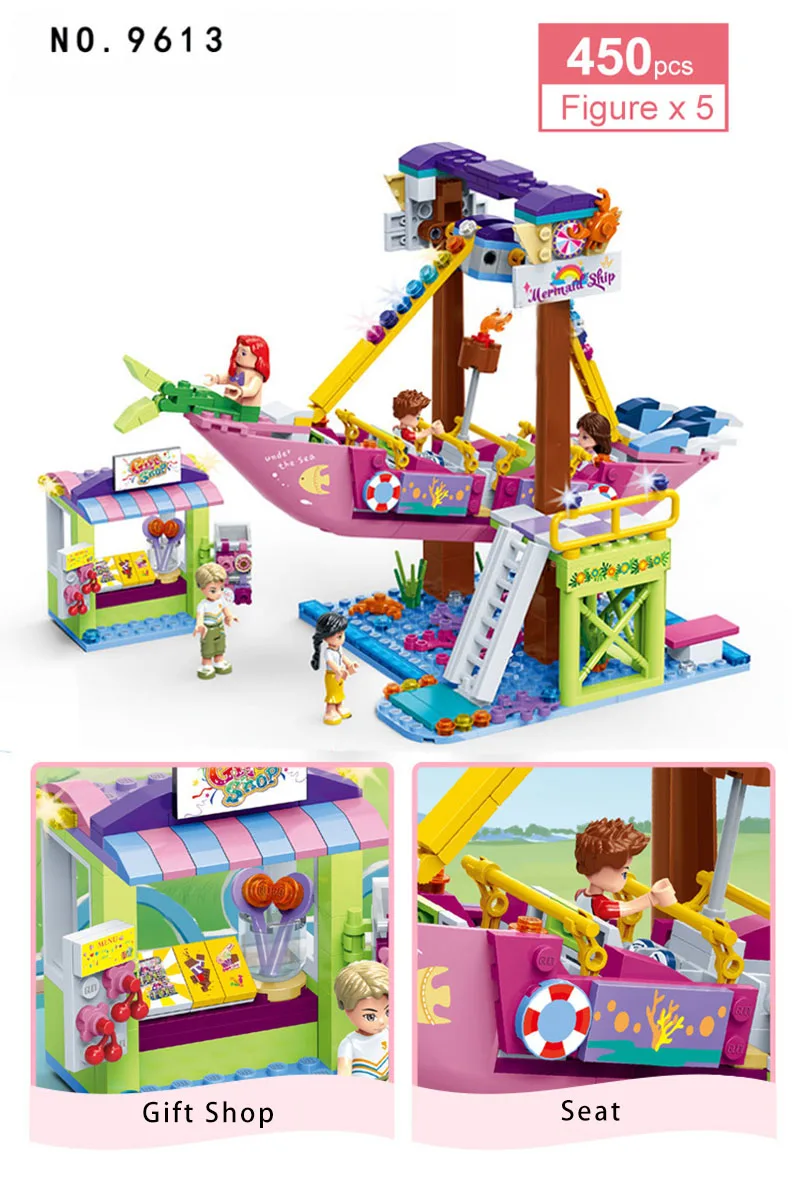 

NEW City Friends Series Amusement Park Burger Shop Model Building Blocks Bricks Playground Toys For Children Christams Toy Gift