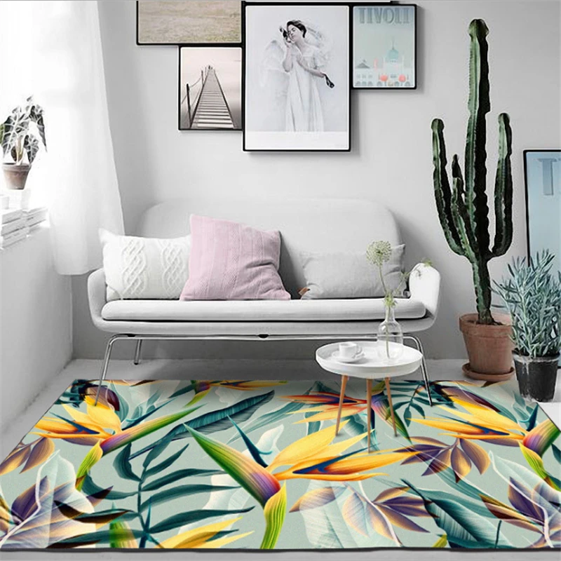 

Bubble Kiss Nordic Style Green Leaf Plant Pattern Carpets For Living Room Sofa Coffee Table Area Rugs Kids Bed Room Floor Mats