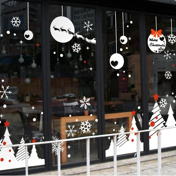 

Large Christmas Sticker X mas Decal Posters Vinyl Wall Decals Decor Mural Glass Shop Window Home Decoration