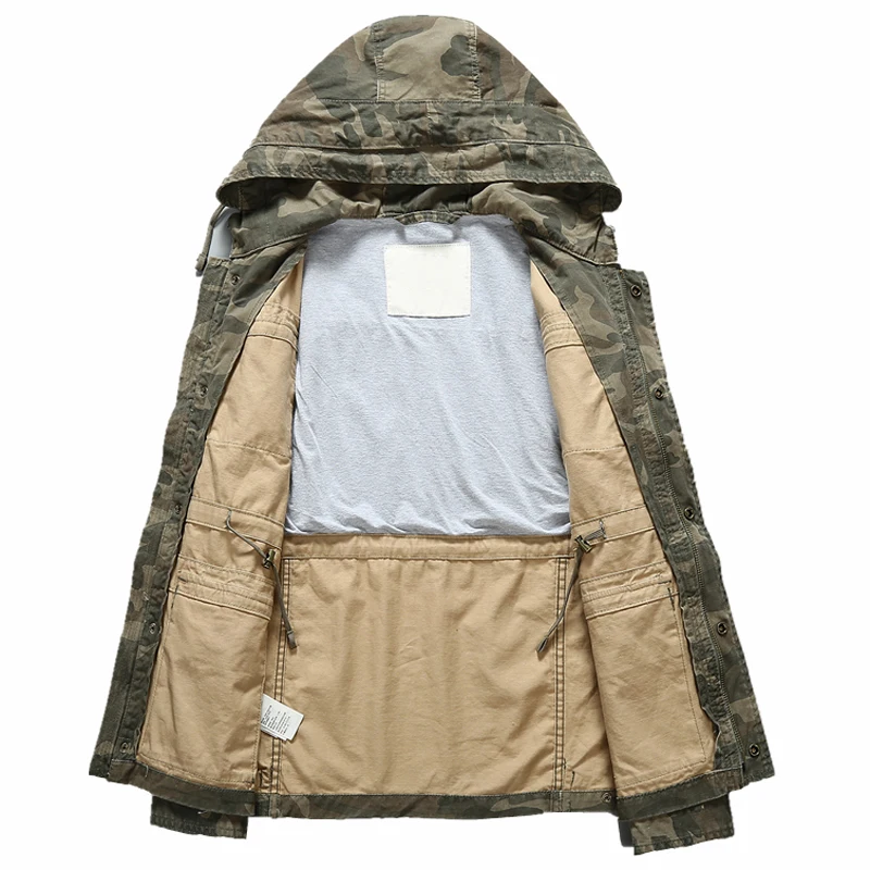Мужская куртка с капюшоном камуфляжная уличная в стиле милитари верхняя одежда