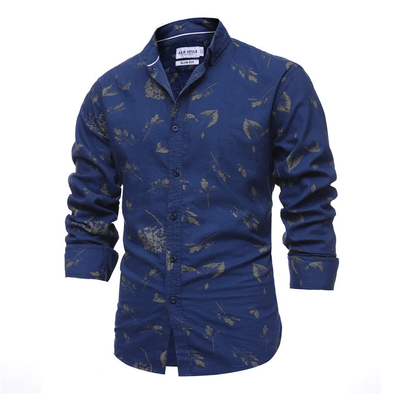 

2021 модная мужская рубашка с цветочным принтом camisa social masculina, облегающая деловая Повседневная Высококачественная Мужская рубашка из 100% хлоп...