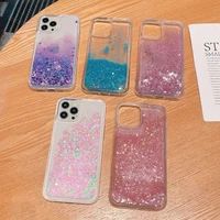 for iphone 13 12 11 dynamic quicksand glitter heart case liquid soft transparent tpu protect cover for 5 6 7 8 plus x xr xs max