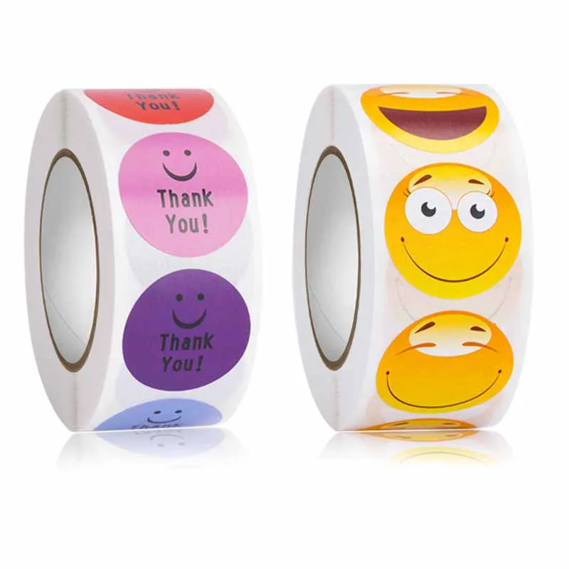 

500 шт., детская наклейка со смайликом