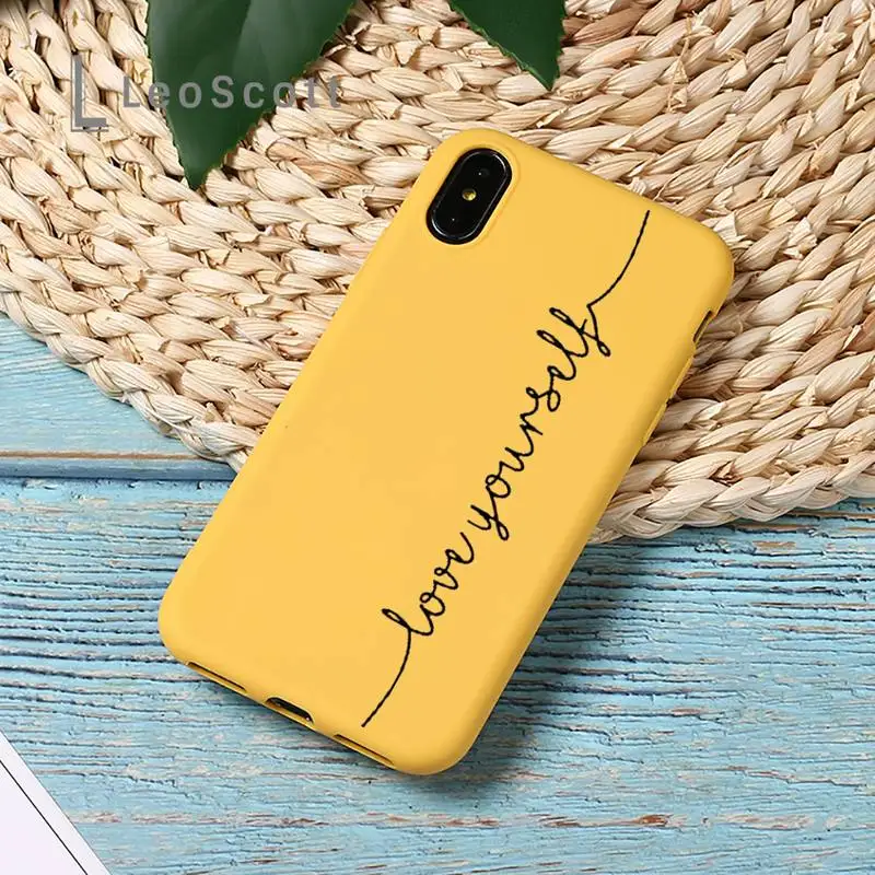 

Love Heart Letter BLACK Phone Case Candy Color for iPhone 11 12 mini pro XS MAX 8 7 6 6S Plus X SE 2020 XR