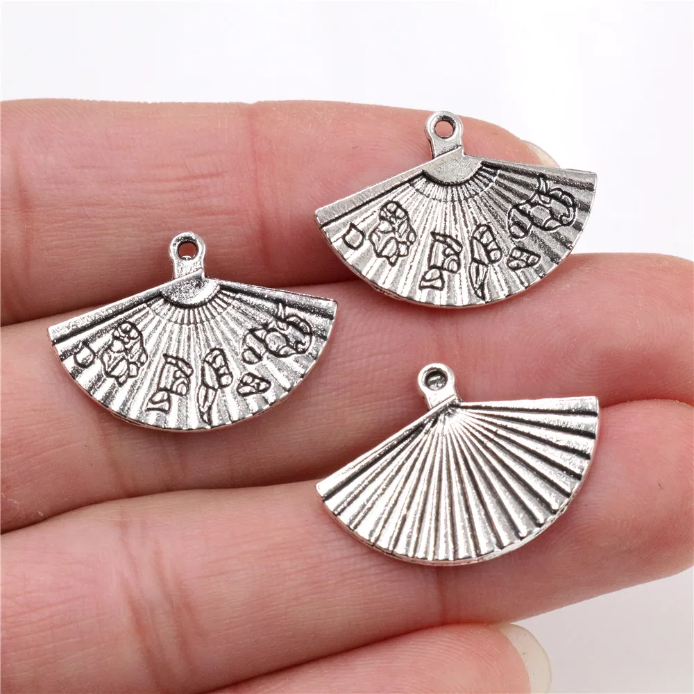 24x17 мм 15 шт античный посеребренный вентилятор Ручной работы подвески: сделай сам