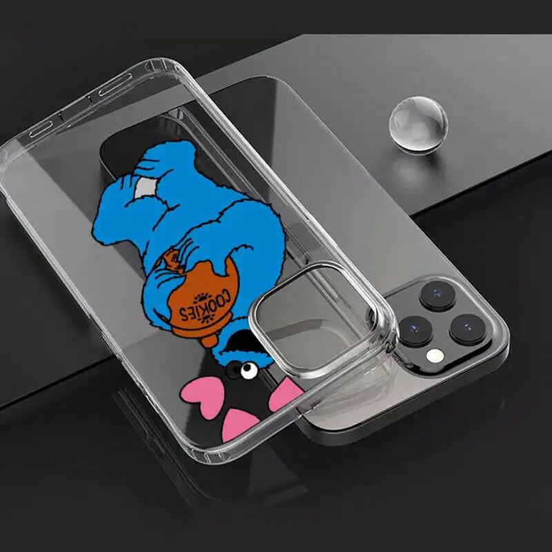 

Ins Sesame Street Cookie Phone Case Transparent for iPhone Samsung A S 11 12 6 7 8 9 30 Pro X Max XR Plus lite