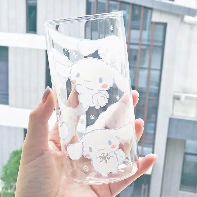 

350Ml Sanrio Cinnamoroll High Borosilicate Glass Household Heat-Resistant Milk Juice Cup Cute Creative Cold Drink Breakfast Cup