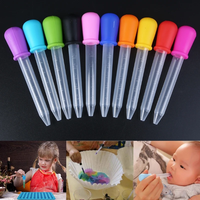 

10 Pcs/set 5ML Silicone Liquid Dropper, Liquid Food Dropper, Clear Plastic Droppers Pipettes for Kids Kitchen Candy Molds Baby