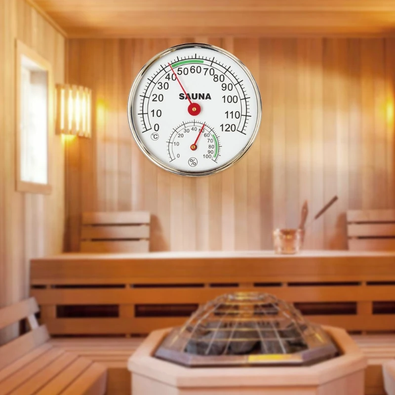 

Stainless Steel Thermometer Hygrometer for Sauna Room Temperature Humidity Meter
