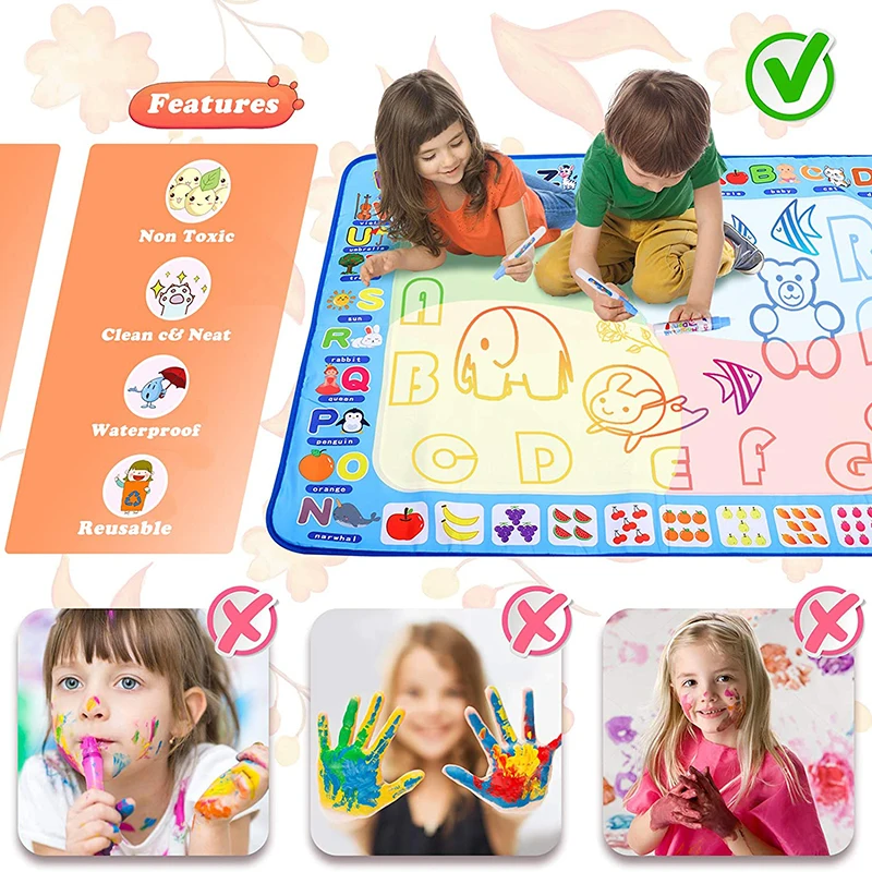 

Magic Water Drawing Mat Kids Drawing Doodle Pad Mat Christmas Gift Toy Water Writing Board Aqua Magic Painting Coloring Set Kit