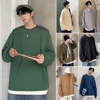 mens casual sweatshirts hoodie men fake two pieces multi color o neck fashion harajuku style male sweatshirt 2021 new