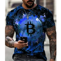 casual streetwear fashion t shirt mens short sleeved loose t shirt bitcoin 3d printing slim round neck pullover and men