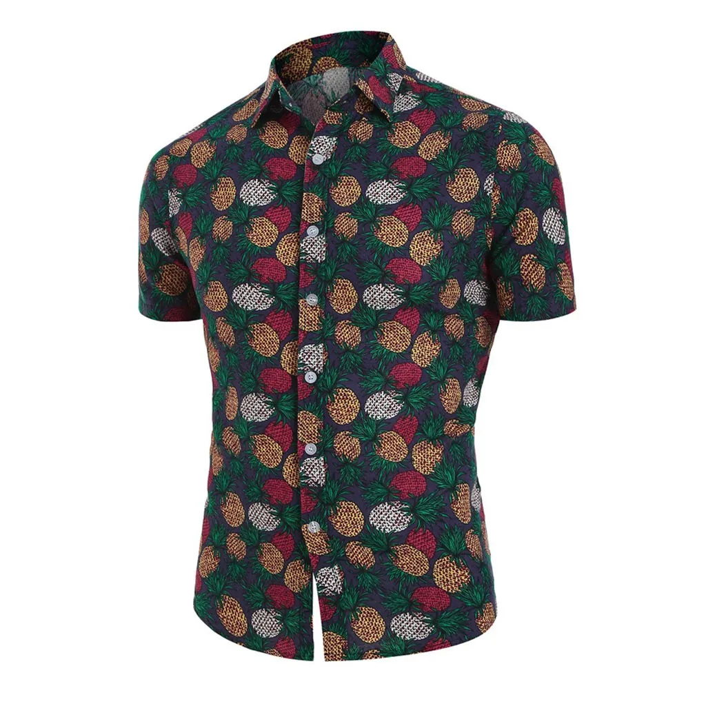 

Hawaii Printed Hawaiian Beach Shirt for Men 2020 Summer Short Sleeve 4XL Shirts Mens Casual Holiday Vacation Clothing Chemise