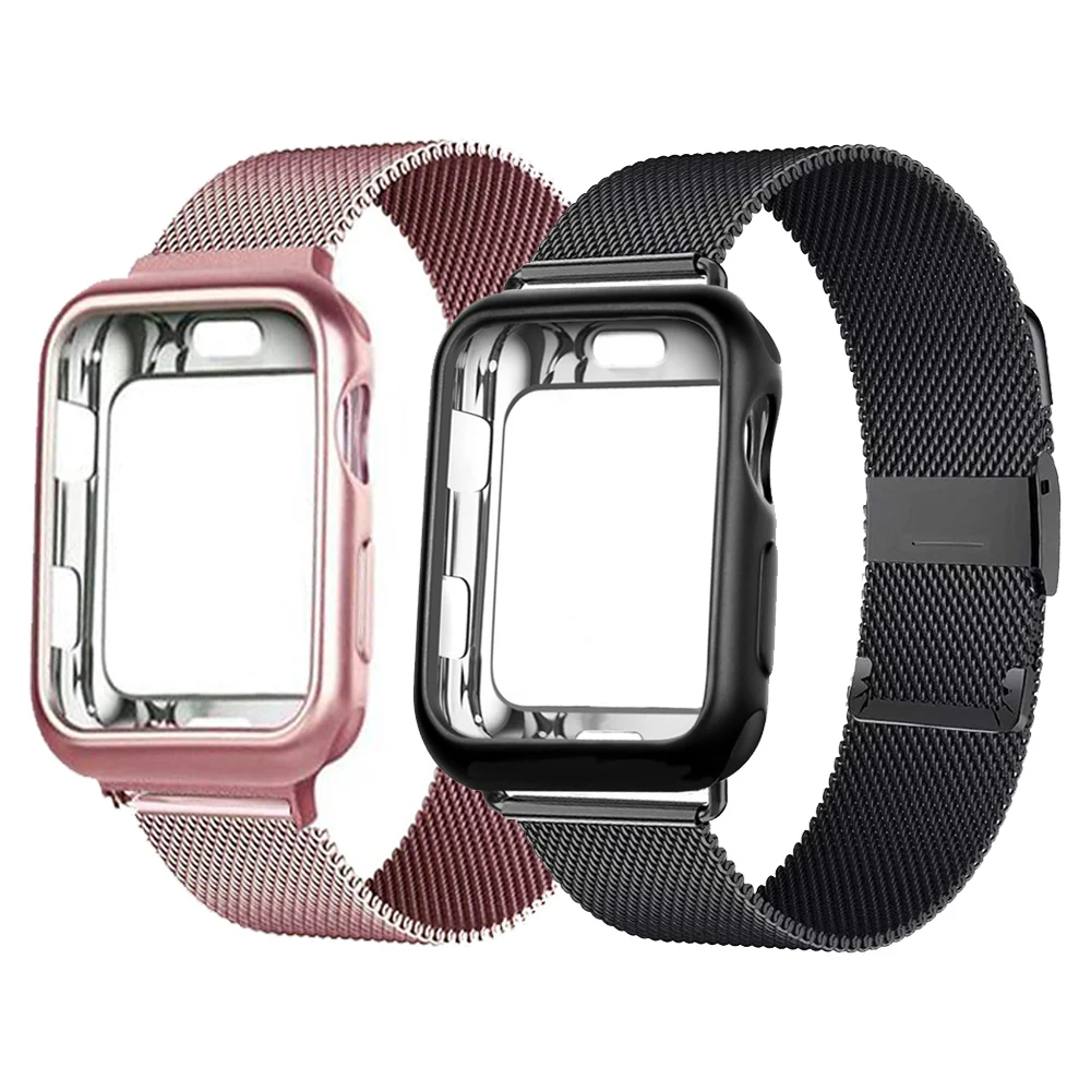 

Чехол и ремешок для Apple Watch 6 band 44 мм 40 мм 42 мм 38 мм, металлический браслет «Миланская петля» для iWatch series 6 5 4 3 44 мм