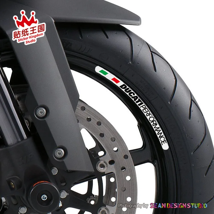 Белый 4 полосы для производительность 696 821 848 899 959 1100 1098 1199 1299 V4 Hypermotard обод наклейки наклейка со светоотражателями для велосипеда мотоцикла - Цвет: Белый
