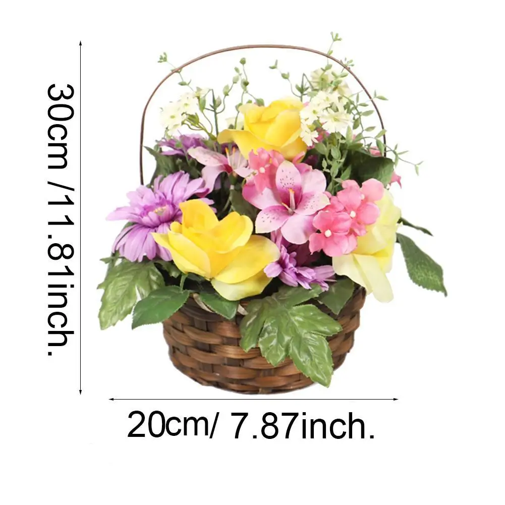 

1pc artificial flowers collection with potted rattan realistic arrangement for wedding home office party stage table decoration