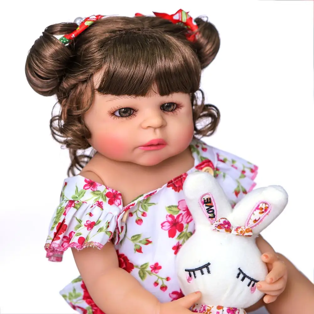 

22in Vinyl Newborn Princess Babies Bebe Bathe Accompanying Toy 55cm Full Silicone Body Reborn Baby Doll For Girl Birthday Gift