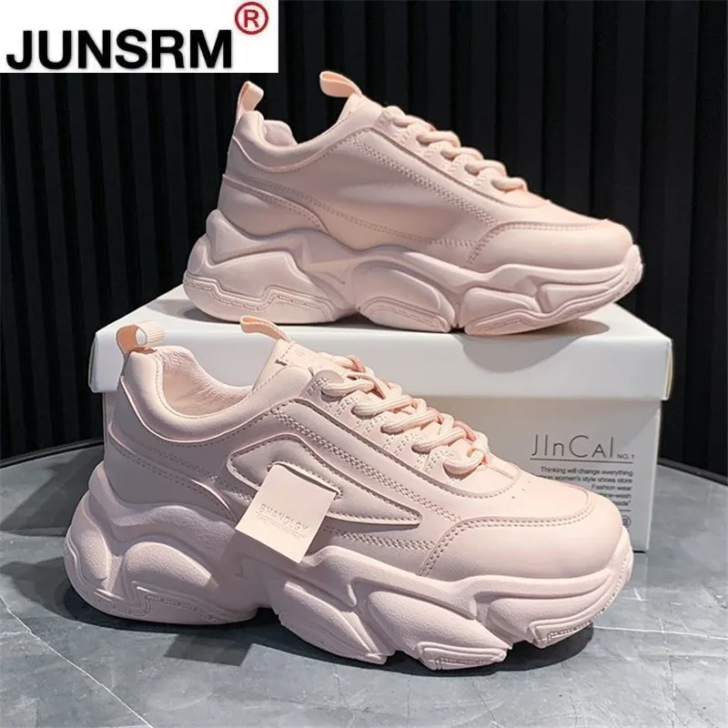 

Кроссовки женские на массивной подошве, кожаные, на платформе, повседневная спортивная обувь на танкетке, 2021 см, модель 5,5