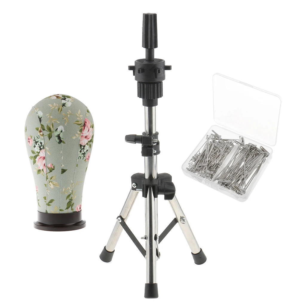 Голова манекена из пробковой холщовой ткани 21 дюйм + Регулируемая подставка для