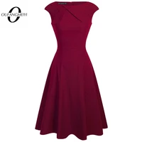 women elegant summer ruched cap sleeve casual wear to work office party fitted skater a line swing dress ea067