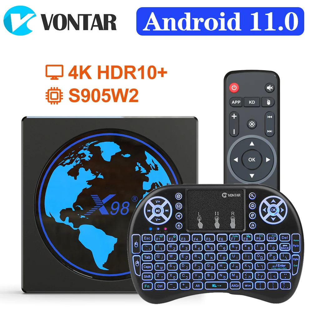 Купи ТВ-приставка X98 на Android 11, 4 + 64/32 ГБ, Amlogic S905W2/X98mini AV1, Wi-Fi BT Youtube Media Player 2G16G Set Top Box за 1,710 рублей в магазине AliExpress