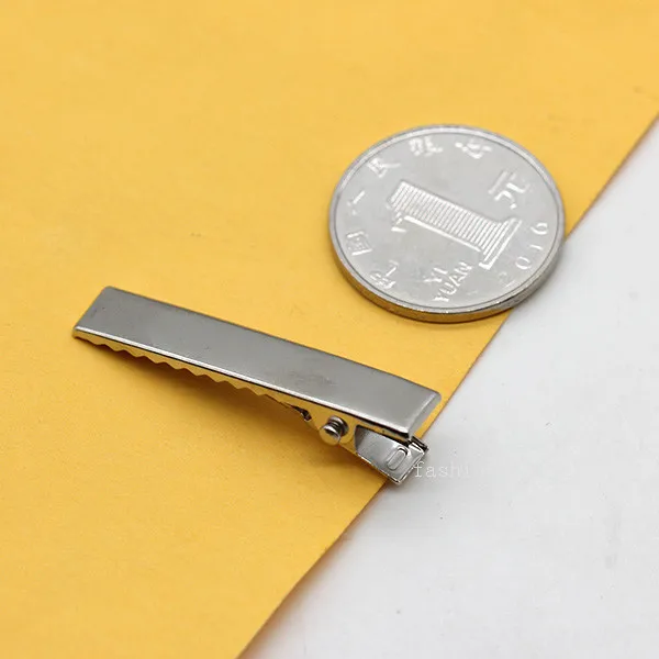 41x7.5mm Металлические амулеты для маленьких девочек, гладкие плоские заколки для волос, один зубец, Аллигатор, заколка на кнопке, пустая основа, шпильки для волос и фурнитура, банты, сделай сам - Цвет: 41x7.5mm