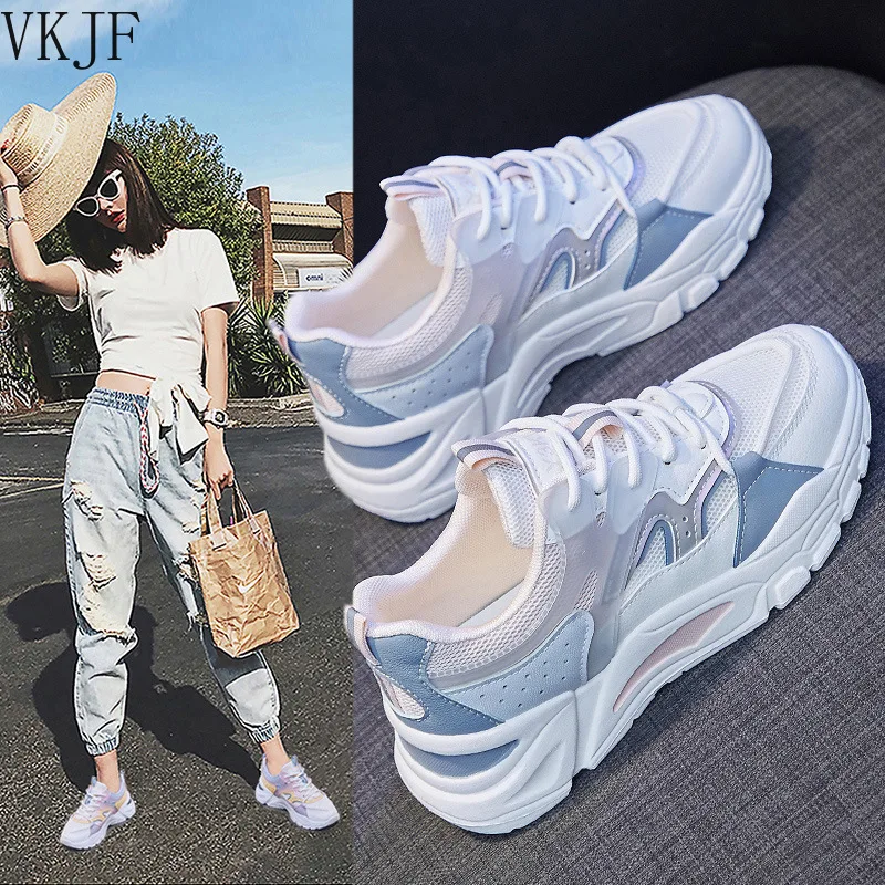 

Fashion Women's Sneakers 2021 Platform Sports Shoes Summer White Chunky Sneakers Vulcanized Casual Shoes Tennis Female Basket