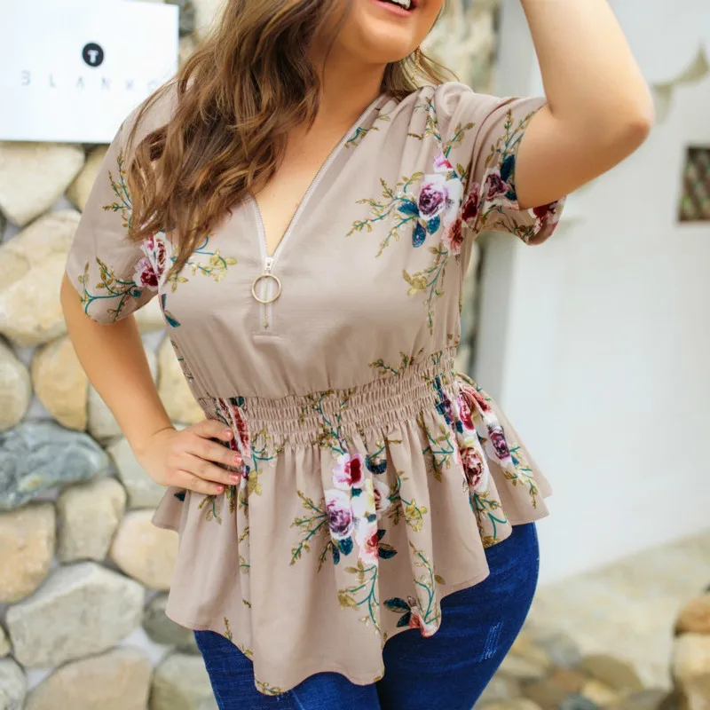 4XL женские богемные рубашки с цветочным принтом 2020 шифоновые регулируемые блузки