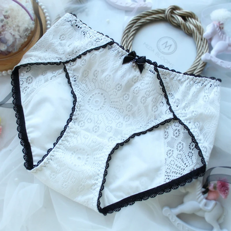 

120KG Women Sexy Lingerie Lace Briefs Bow High Waist Hollow Out Seamless Underwear Panties Plus Large Size Female Underpants