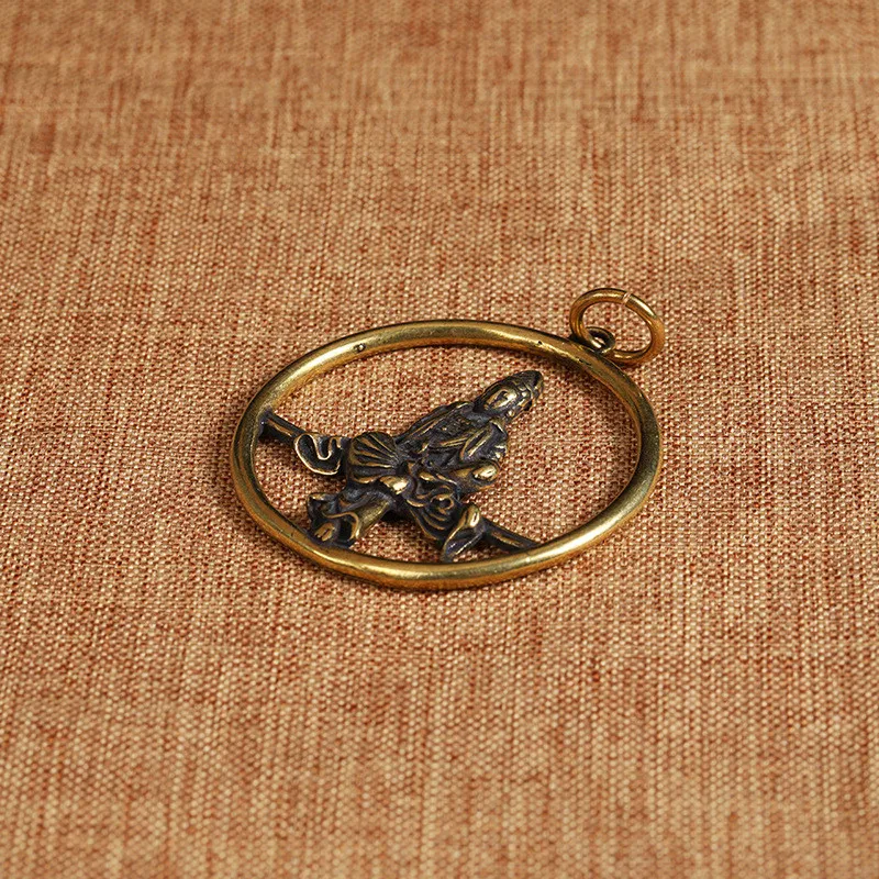 Антикварные латунные круглые подвески в виде Будды Гуаньинь религиозные