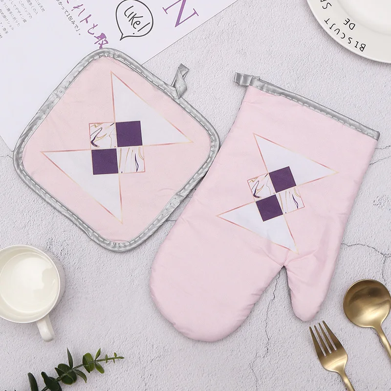 Перчатки для микроволновой печи варежки приготовления пищи синие и белые