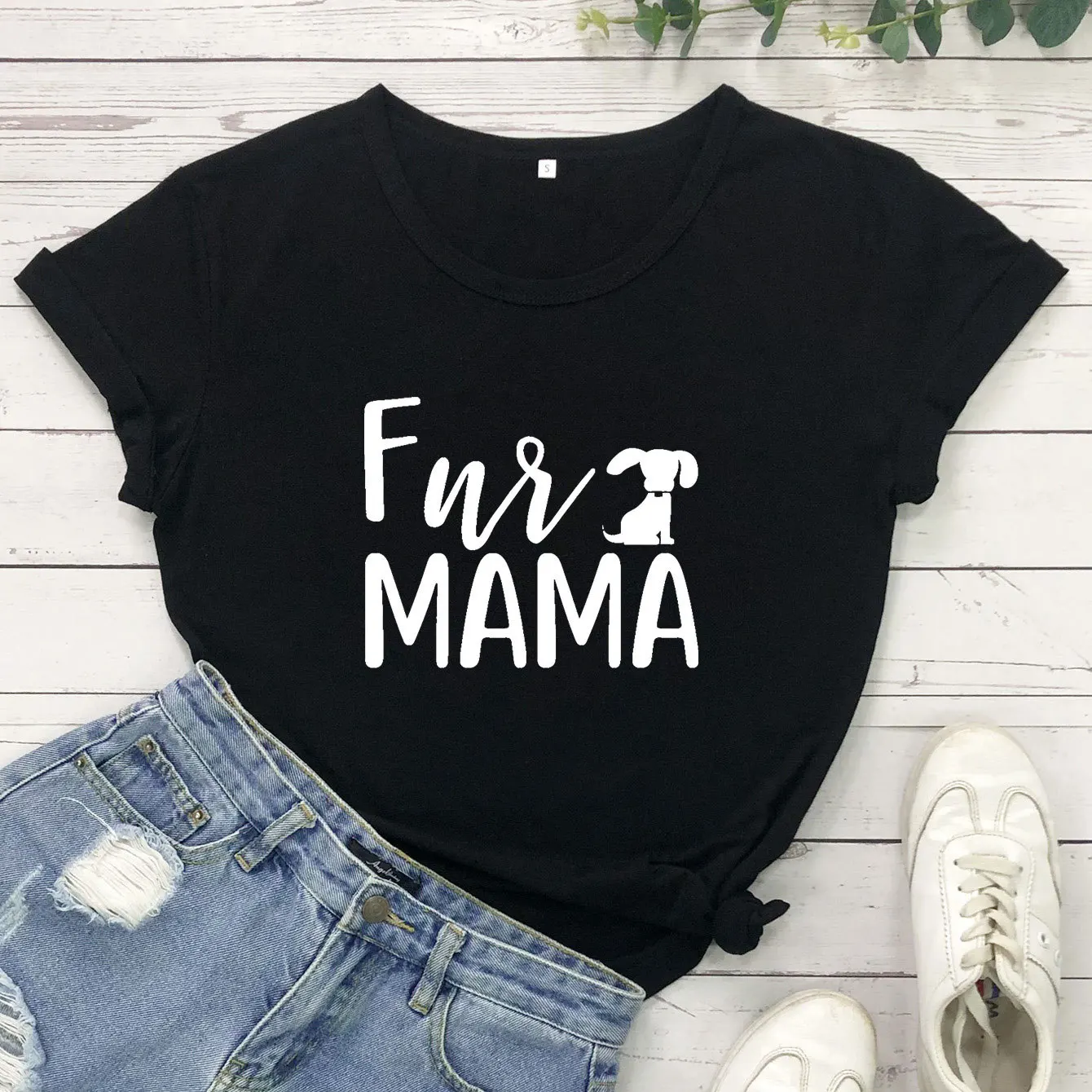 

100% Женская хлопчатобумажная футболка весело I Love Mama с принтом в виде собаки для женская футболка с коротким рукавом О-образным вырезом, женс...